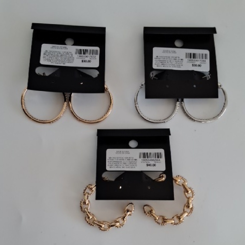 White House Black Market Gold and Silver Earring Trio - Picture 2 of 3